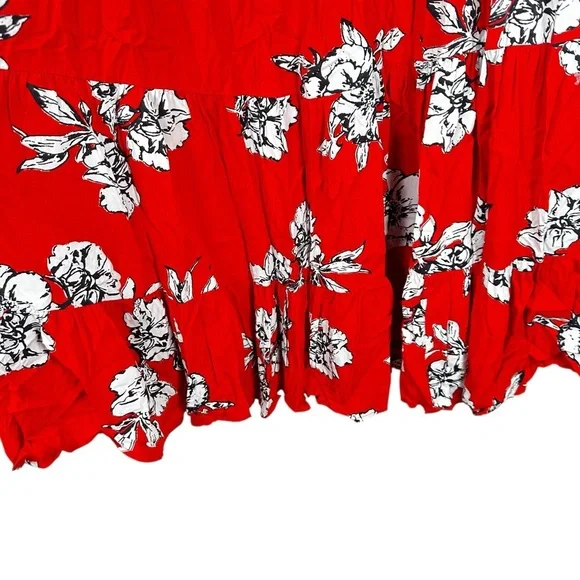 Free People Rita Tiered Midi Dress Red Floral Ruffle Sleeveless Boho Size XS - Picture 10 of 11